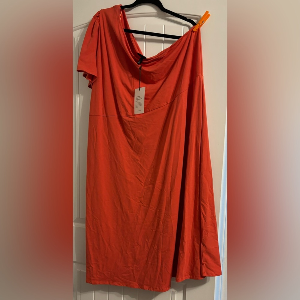 Coral one shoulder dress